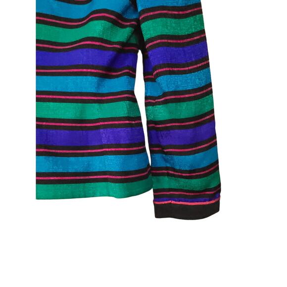 Vintage Papell Petites Womens Silk Snap Button Blazer 6P Striped Career Jacket - Picture 15 of 16